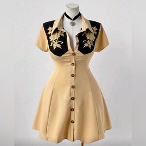 Flirla Plus Size Vintage Contrast Panel A-Line Shirt Dress | 2XL (16) | NWOT